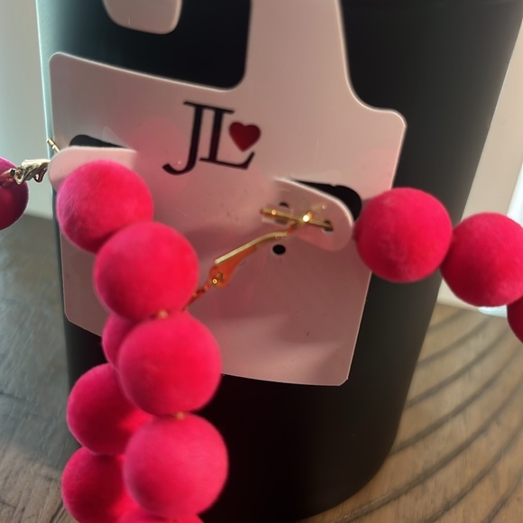 JL 3 inch pink hoop earrings - Picture 2 of 4